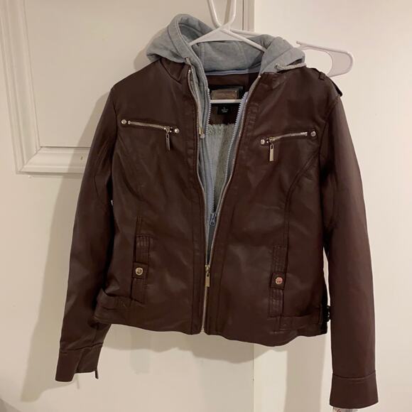 NWT Jou Jou hooded Faux Fur Moto Jacket - Picture 2 of 15